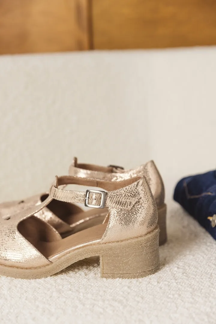 pink metallic embossed rosie sandals sold by Balzac Paris product image thumbnail 2