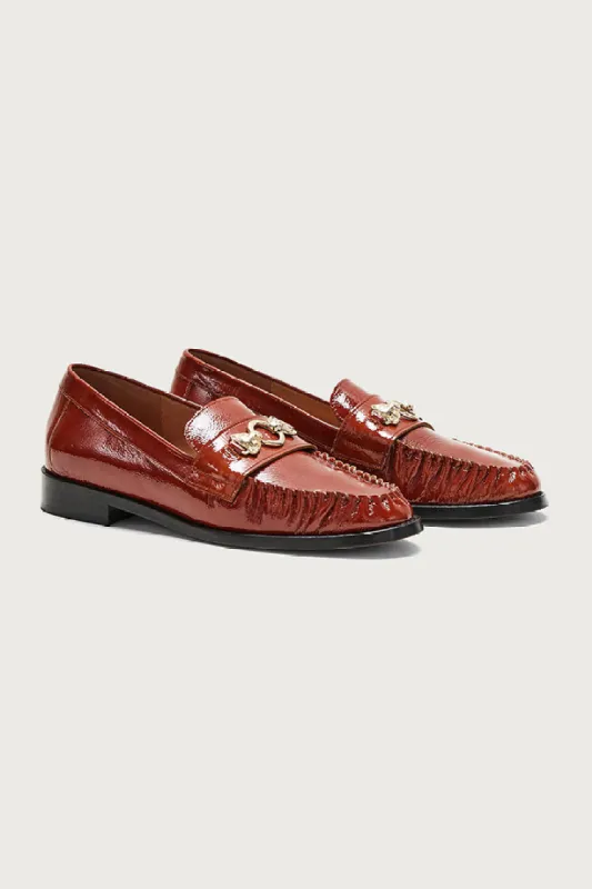 Barnabé chocolate varnish moccasins sold by Balzac Paris