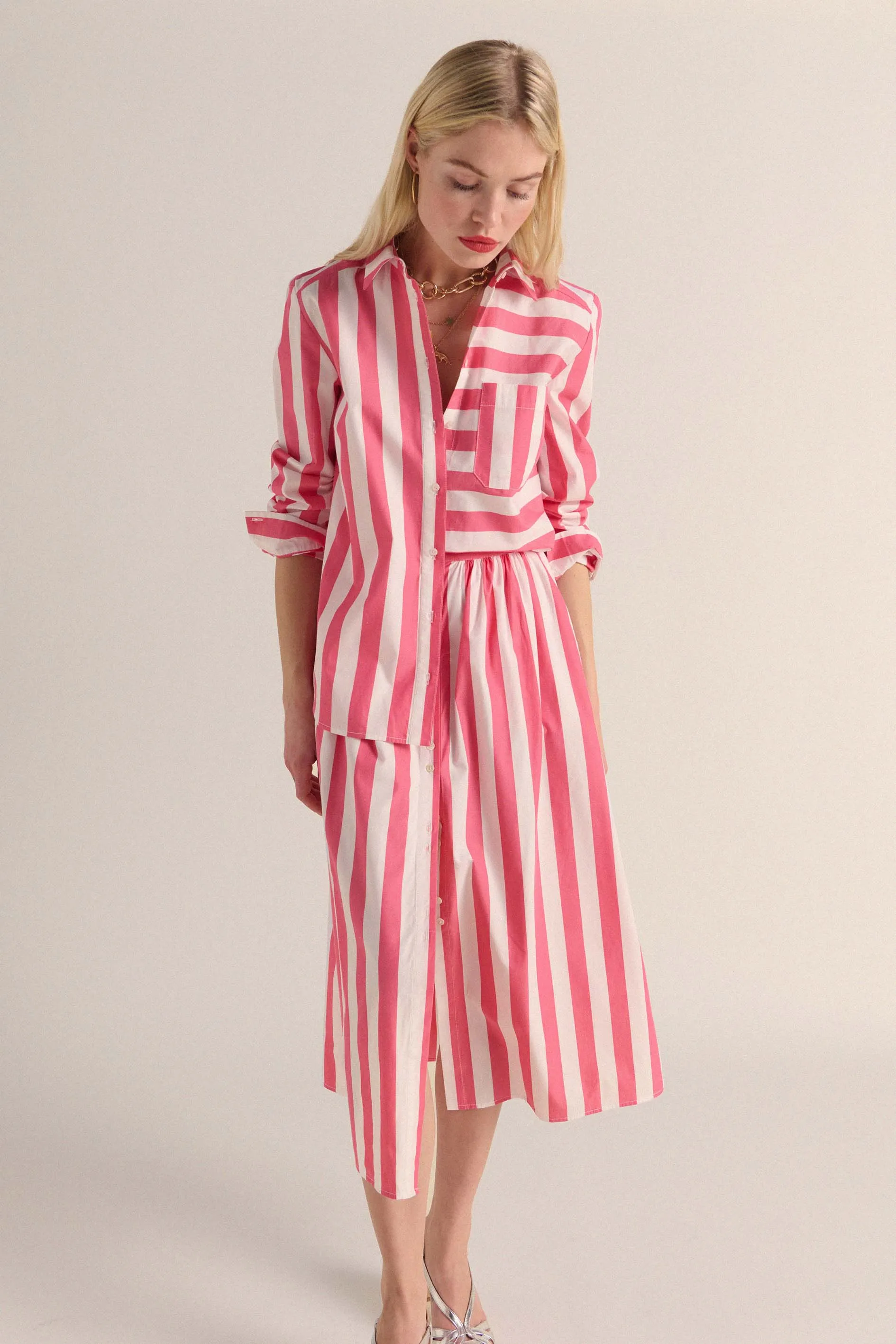 Sally skirt pink stripes sold by Balzac Paris