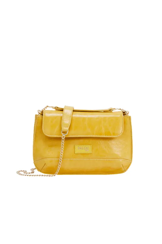 Yellow crumpled patent Poetry bag made by Balzac Paris