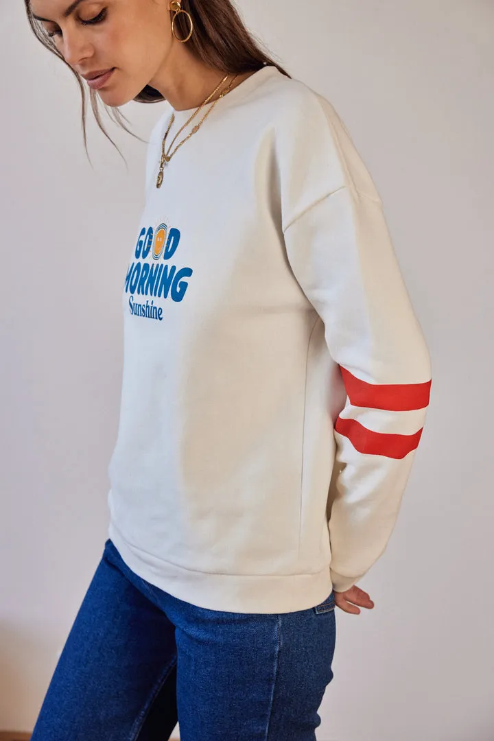 Harlow Good morning sunshine ecru, blue and red sweatshirt sold by Balzac Paris product image thumbnail 3