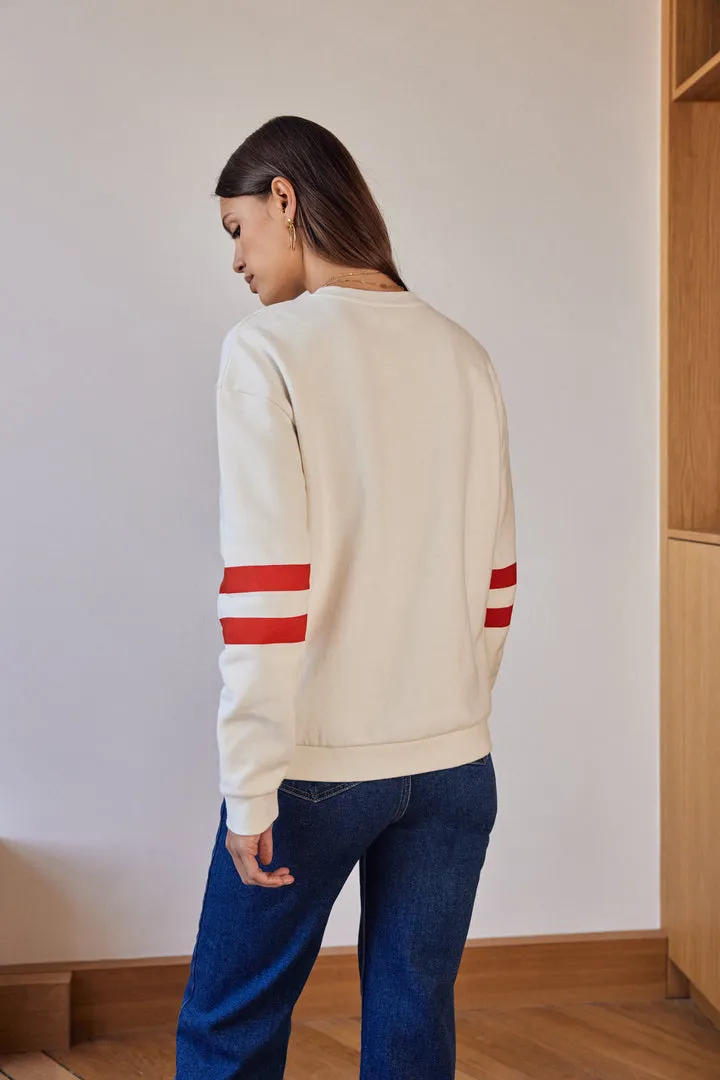 Harlow Good morning sunshine ecru, blue and red sweatshirt sold by Balzac Paris product image thumbnail 4