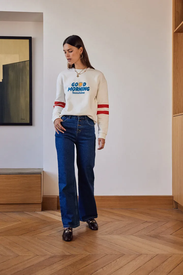 Harlow Good morning sunshine ecru, blue and red sweatshirt sold by Balzac Paris product image thumbnail 2