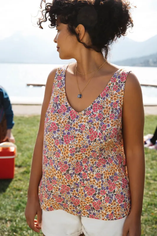 Top Max printed with solar flowers made by Balzac Paris