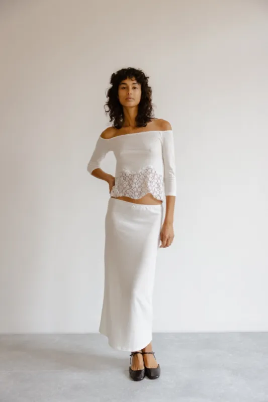 Pantelleria long skirt in jersey sold by Musier Paris