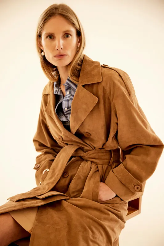 suede trench coat mirbel sold by Musier Paris