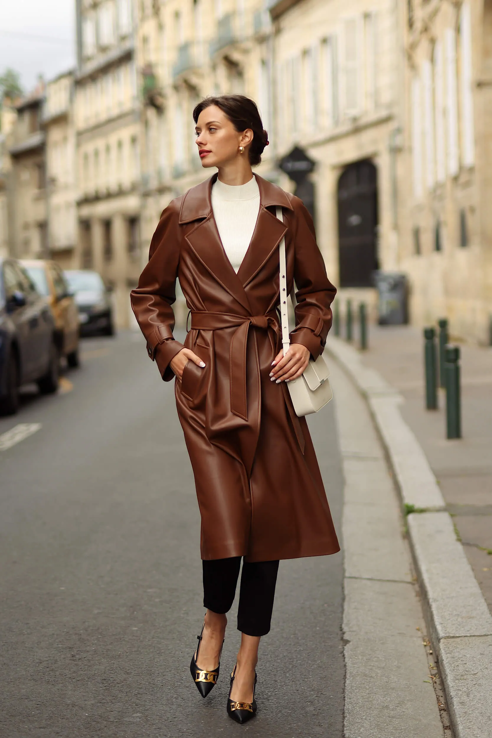 Nadine Faux Leather Trench Coat sold by GAALA