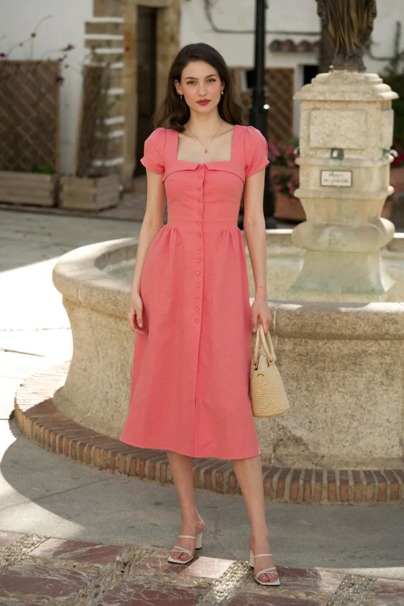 Estelle Button Down Linen Dress sold by GAALA