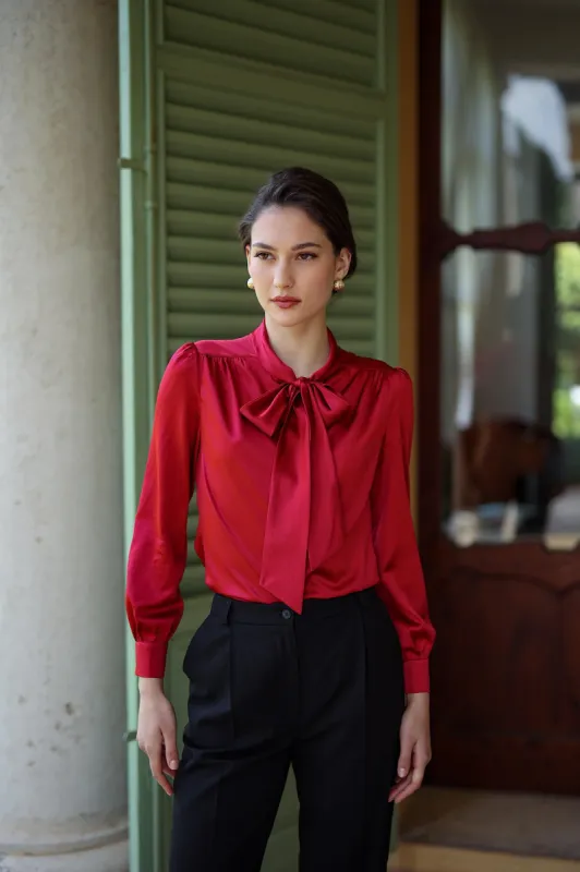 Lena Silk Bow Blouse sold by GAALA
