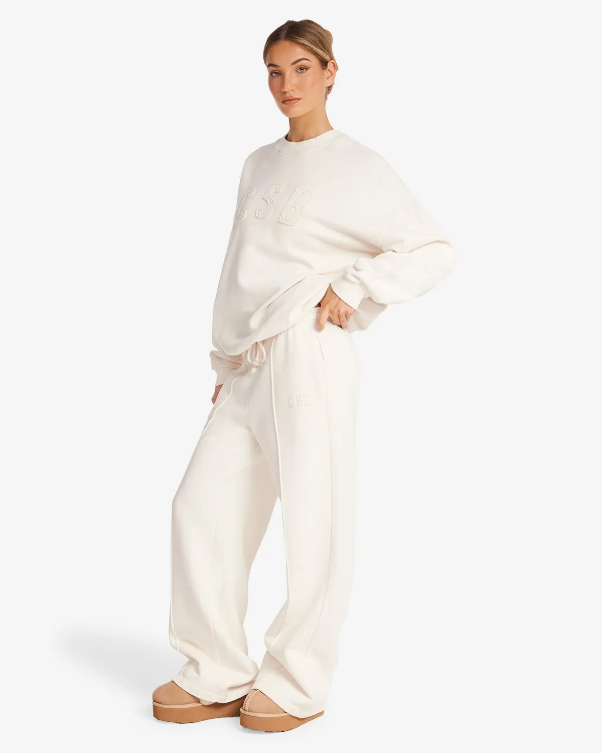 CSB Wide Leg Sweatpant | Vanilla sold by Crop Shop Boutique product image thumbnail 2