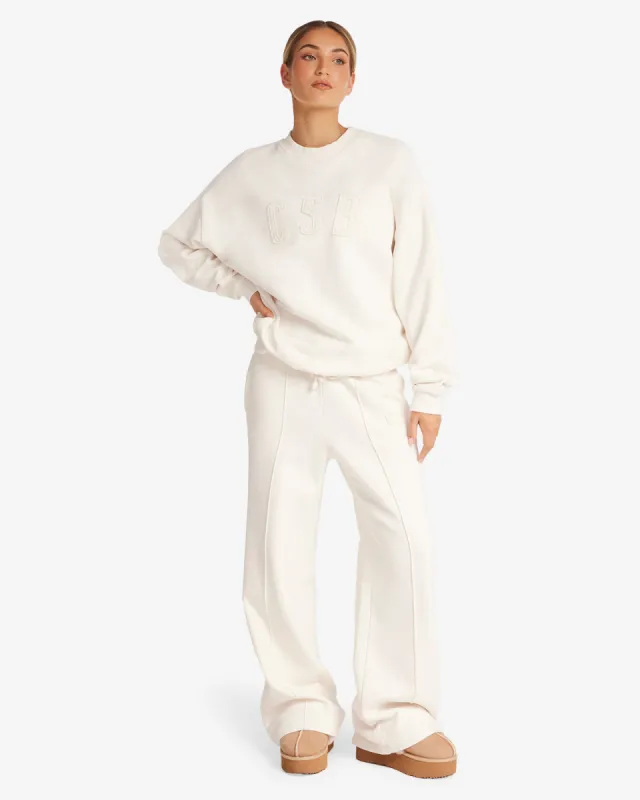CSB Wide Leg Sweatpant | Vanilla sold by Crop Shop Boutique