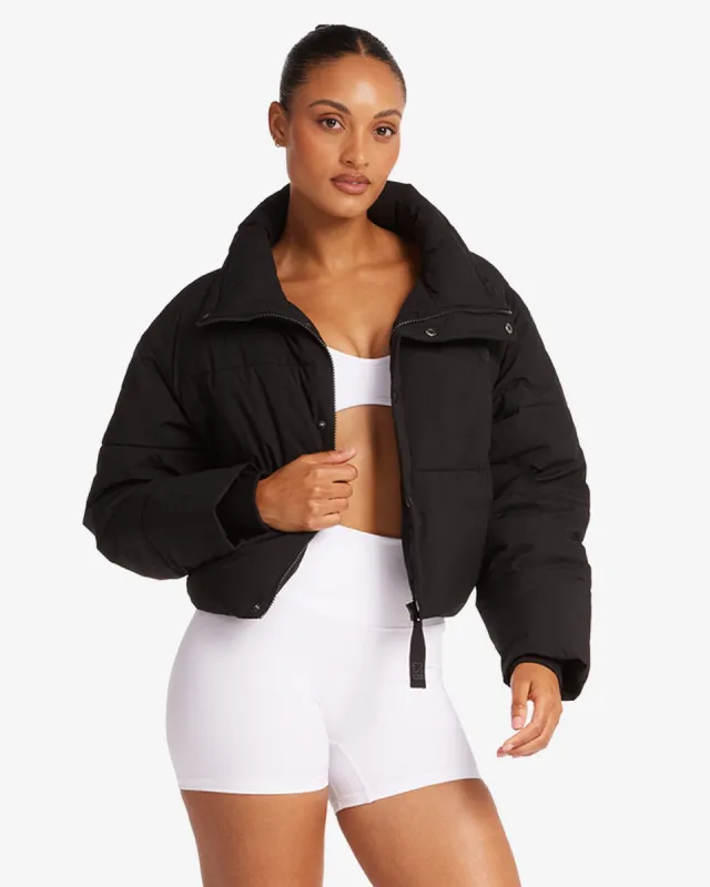 Cropped Puffer Jacket | Black sold by Crop Shop Boutique
