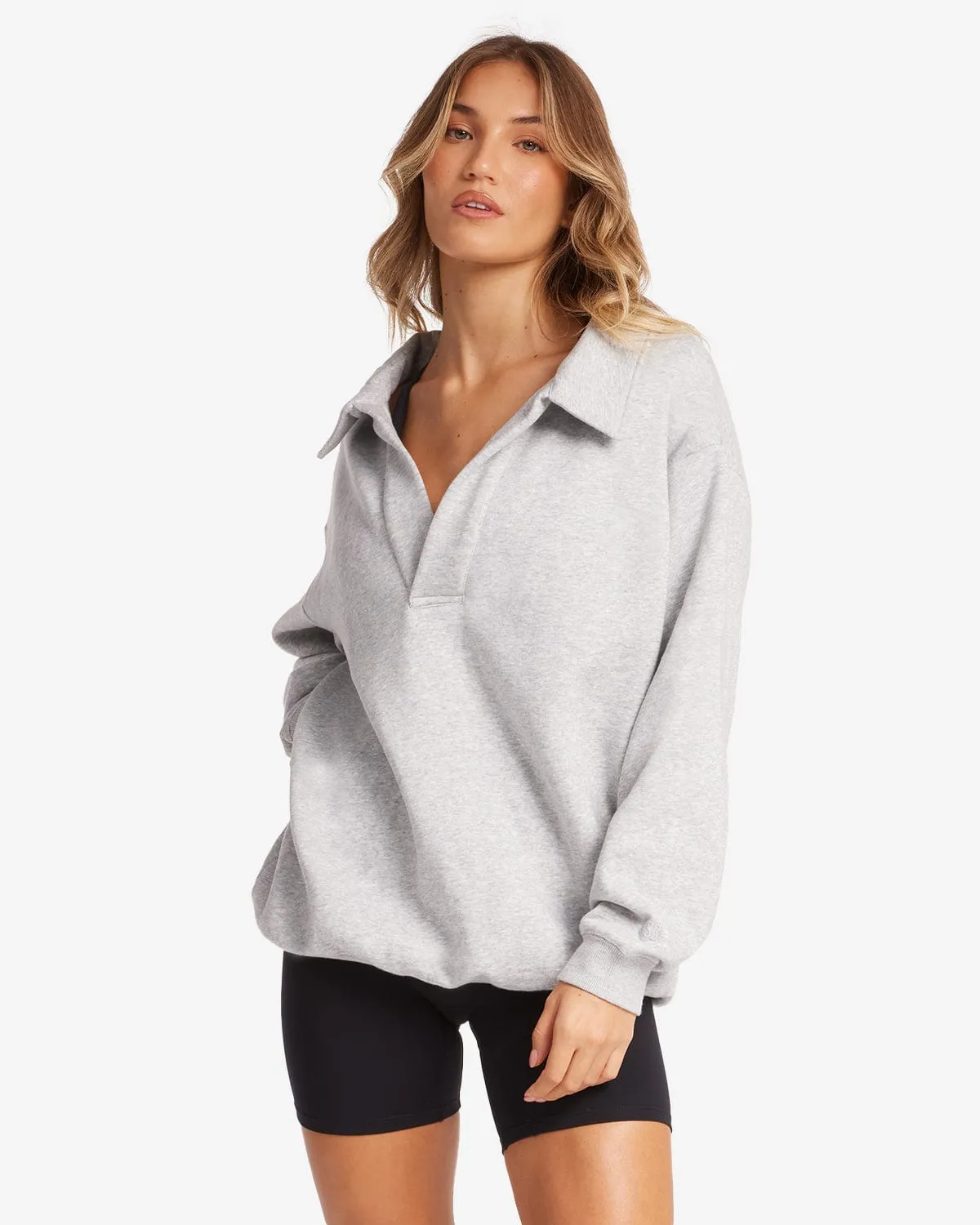 Oversized Collar Sweatshirt | Grey Marl sold by Crop Shop Boutique