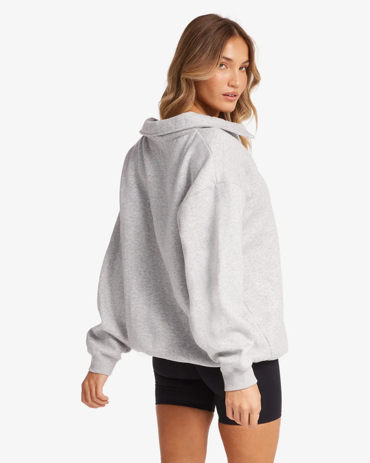 Oversized Collar Sweatshirt | Grey Marl sold by Crop Shop Boutique product image thumbnail 4