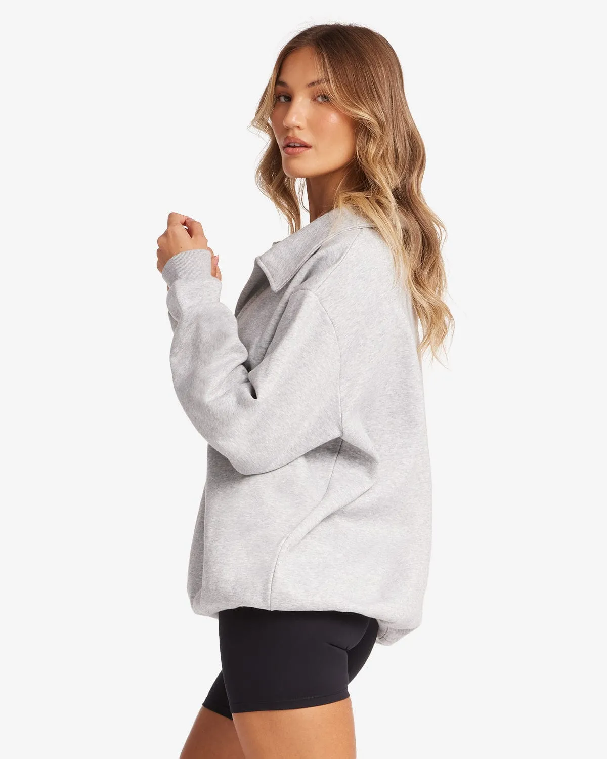 Oversized Collar Sweatshirt | Grey Marl sold by Crop Shop Boutique product image thumbnail 3