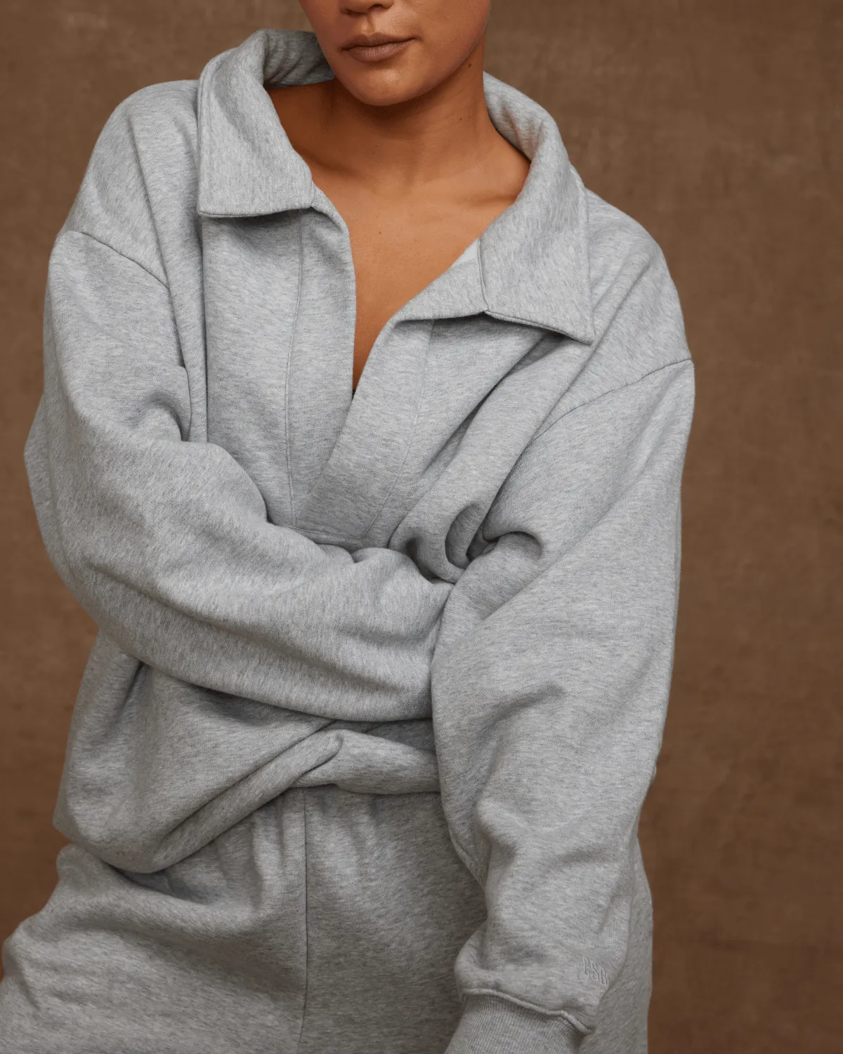 Oversized Collar Sweatshirt | Grey Marl sold by Crop Shop Boutique product image thumbnail 2
