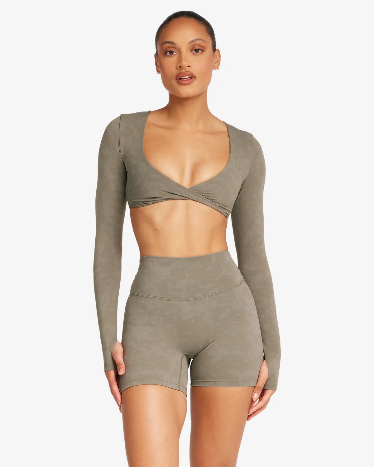 Fade Sierra Long Sleeve Crop | Olive sold by Crop Shop Boutique