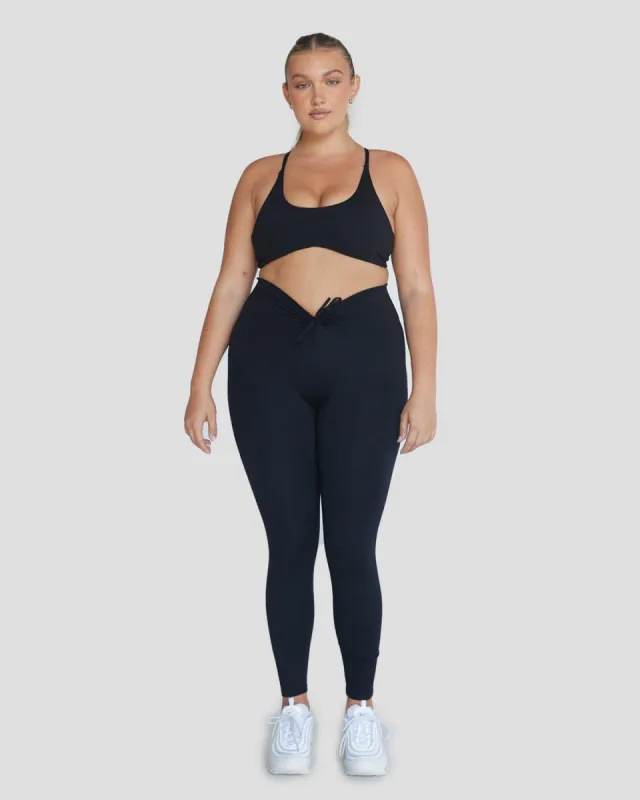 Serenity Drawstring Leggings | Black sold by Crop Shop Boutique