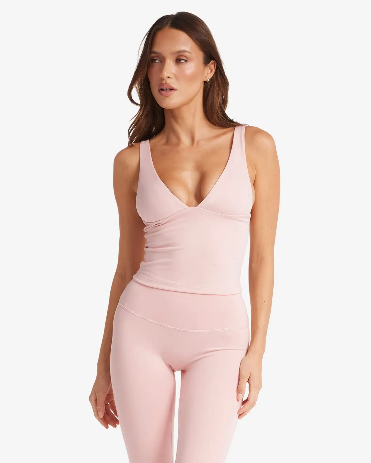 Serenity Plunge Longline Tank | Blush sold by Crop Shop Boutique