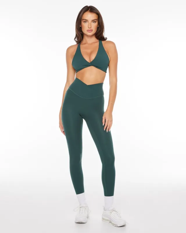Serenity Scrunch Crossover Leggings | Forest Green sold by Crop Shop Boutique