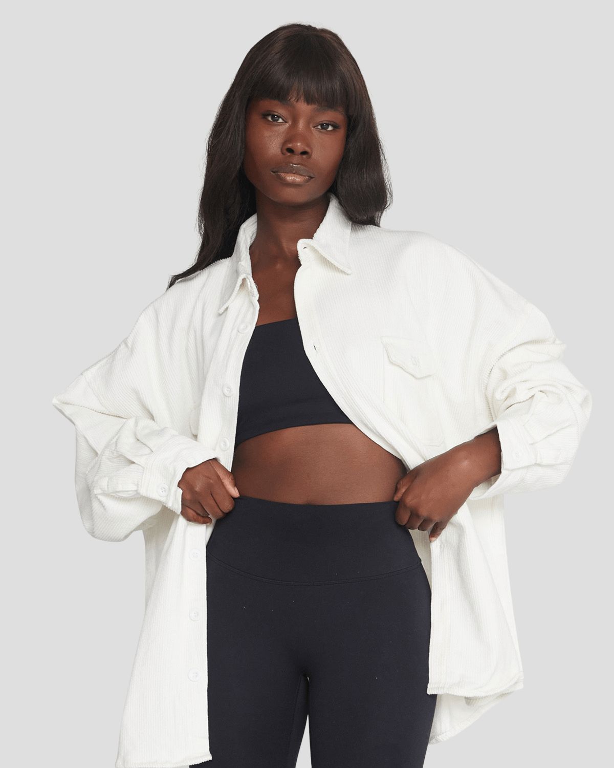 Oversized Corduroy Jacket | White sold by Crop Shop Boutique product image thumbnail 5
