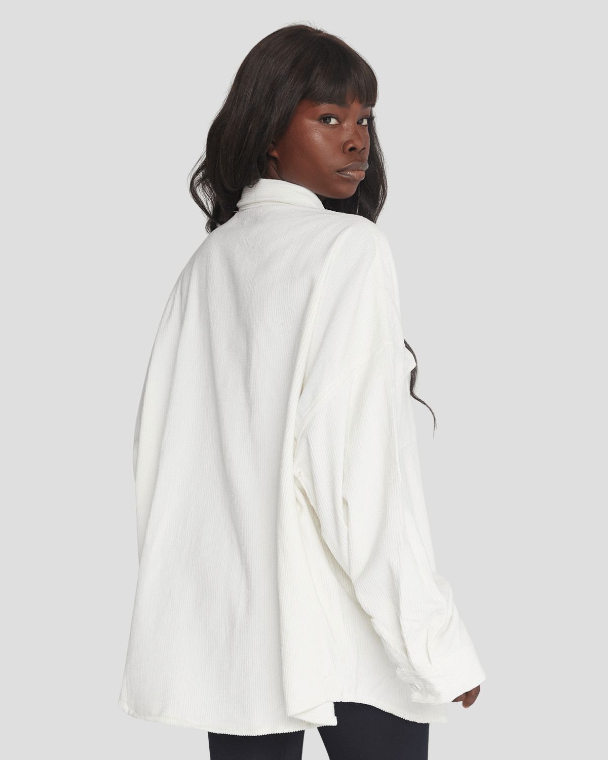 Oversized Corduroy Jacket | White sold by Crop Shop Boutique product image thumbnail 4