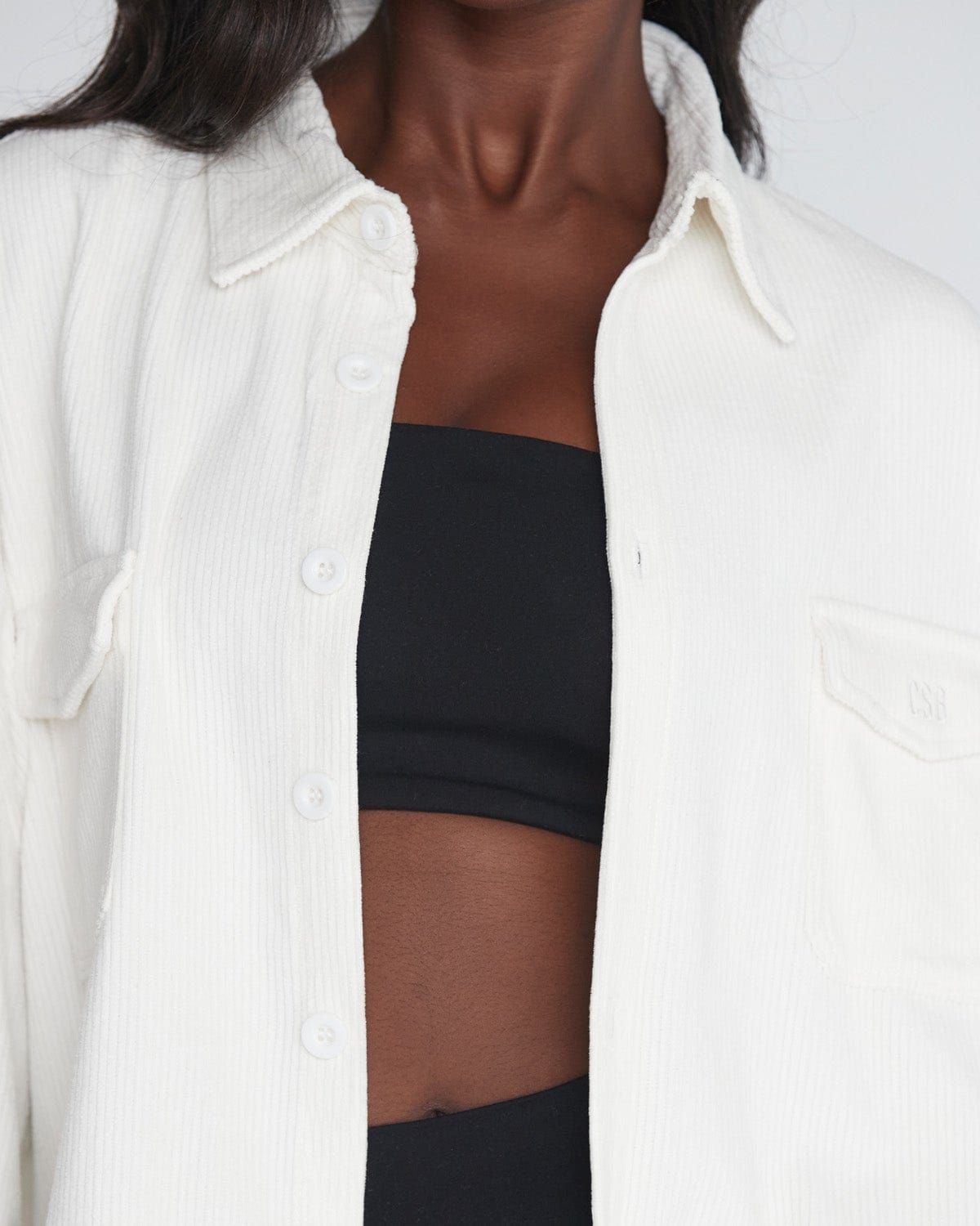 Oversized Corduroy Jacket | White sold by Crop Shop Boutique product image thumbnail 2