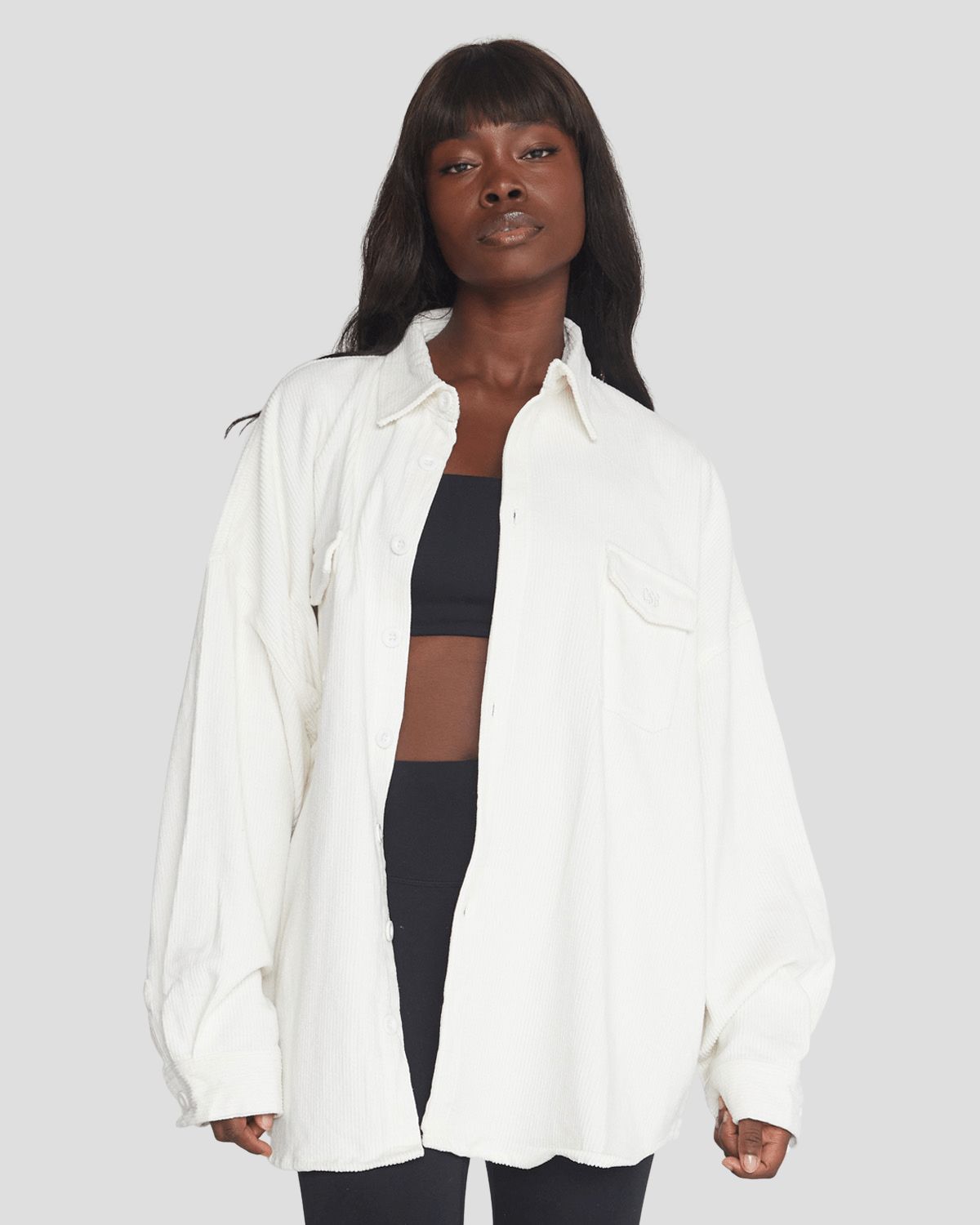 Oversized Corduroy Jacket | White sold by Crop Shop Boutique product image thumbnail 3