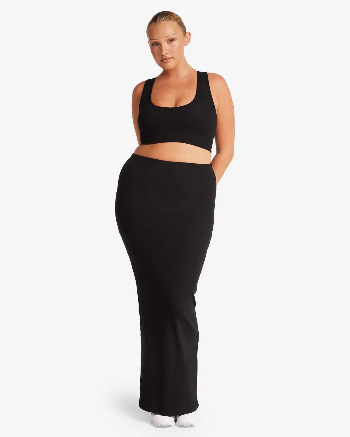 Rib Maxi Skirt | Black sold by Crop Shop Boutique