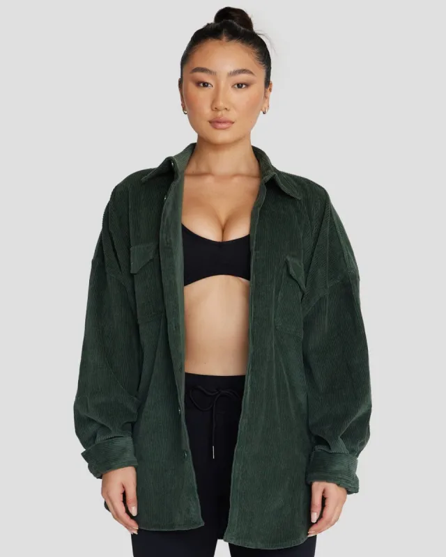 Oversized Corduroy Jacket | Hunter Green sold by Crop Shop Boutique