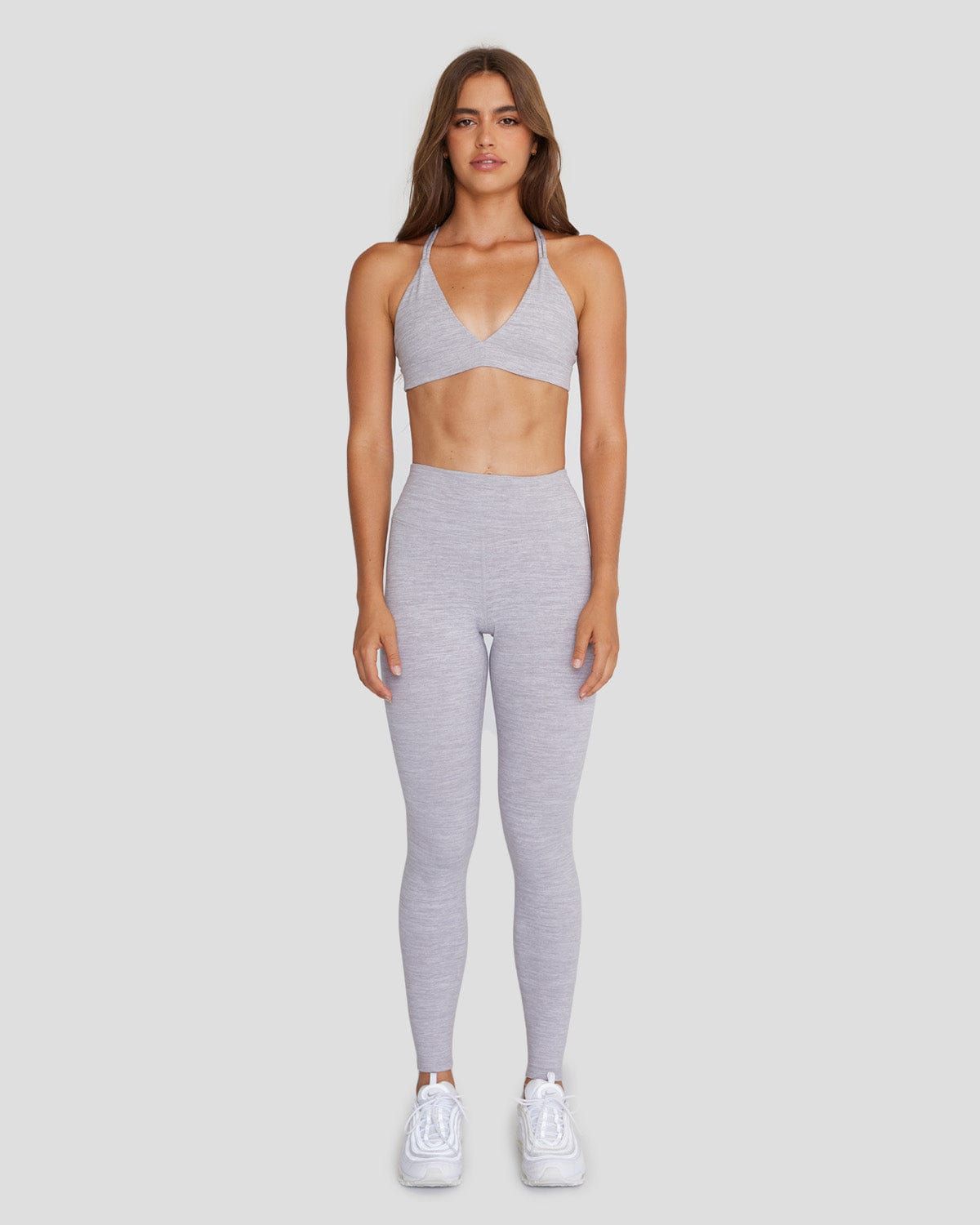 Marl Scrunch Leggings | Light Grey Marl sold by Crop Shop Boutique