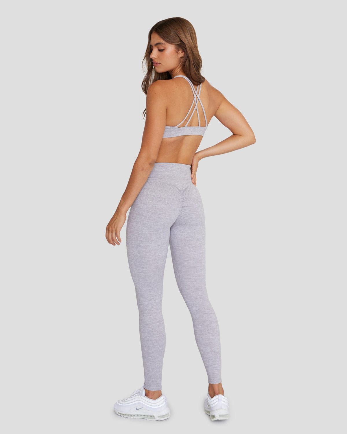 Marl Scrunch Leggings | Light Grey Marl sold by Crop Shop Boutique product image thumbnail 2