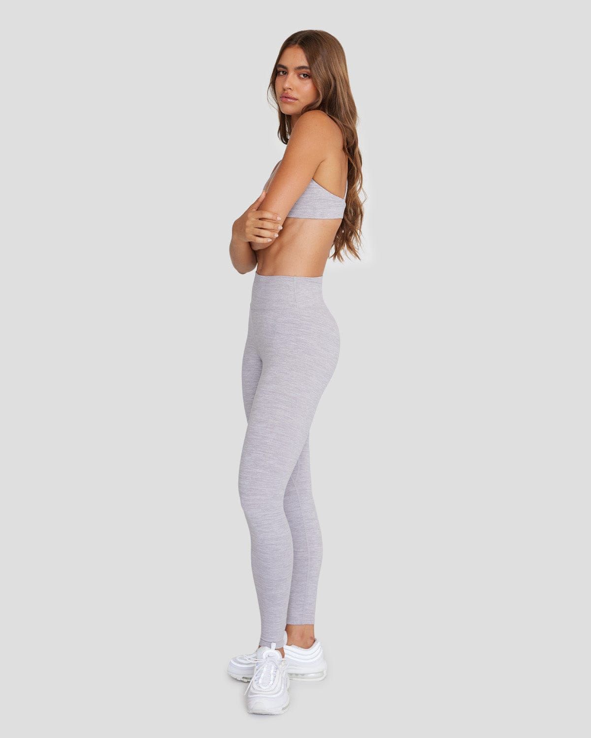 Marl Scrunch Leggings | Light Grey Marl sold by Crop Shop Boutique product image thumbnail 4