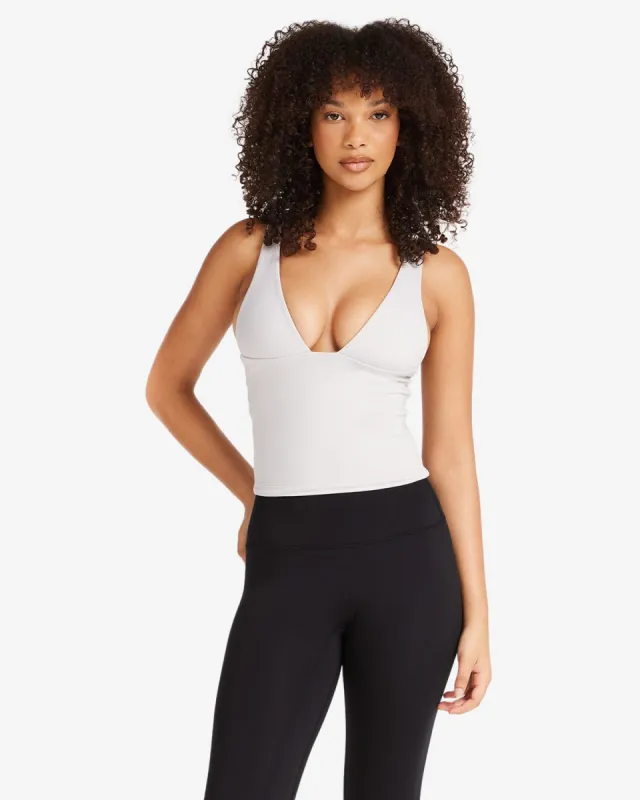 IM Serenity Plunge Longline Tank | Light Grey sold by Crop Shop Boutique