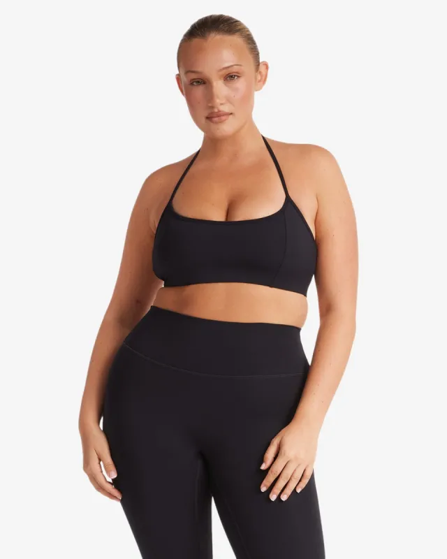 Serenity Contour Halter Crop | Black sold by Crop Shop Boutique