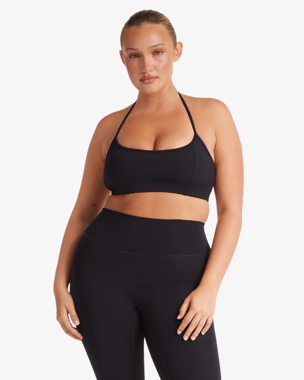 Serenity Contour Halter Crop | Black sold by Crop Shop Boutique
