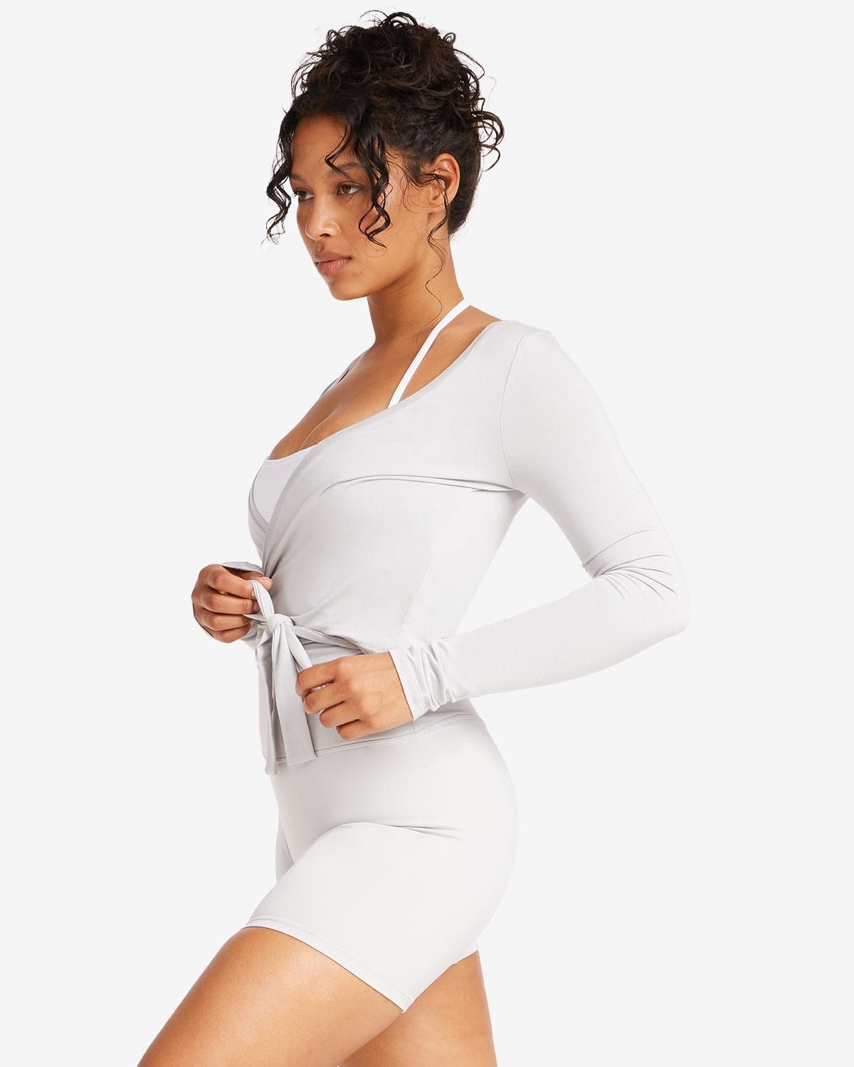 IM Ballet Wrap Top | Light Grey sold by Crop Shop Boutique product image thumbnail 3