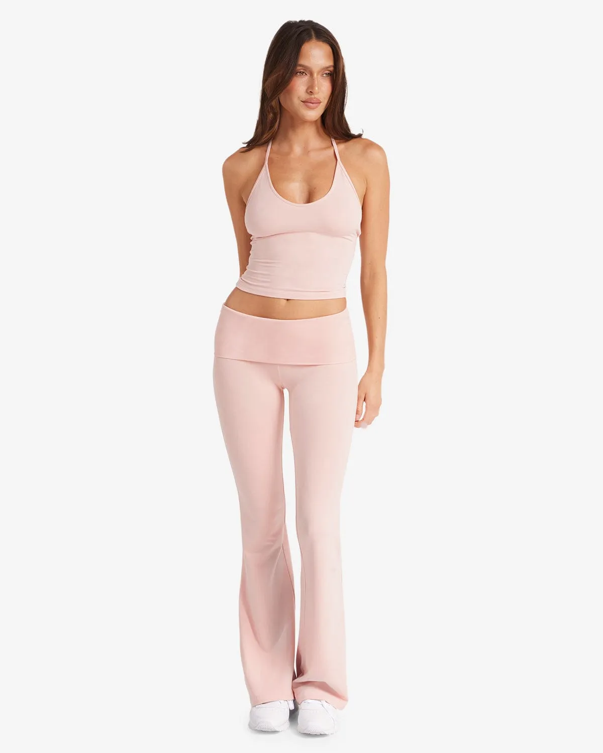 Jersey Flare Pants | Blush sold by Crop Shop Boutique