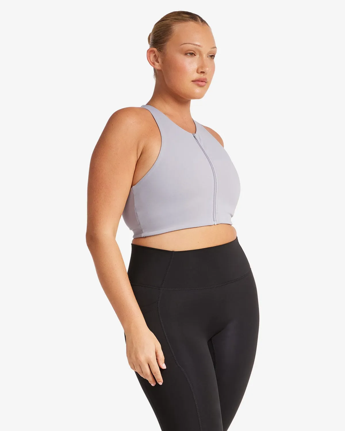 Activluxe Dawn Zip Crop | Cool Grey sold by Crop Shop Boutique product image thumbnail 3