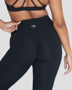 Serenity Drawstring Scrunch Leggings | Black sold by Crop Shop Boutique
