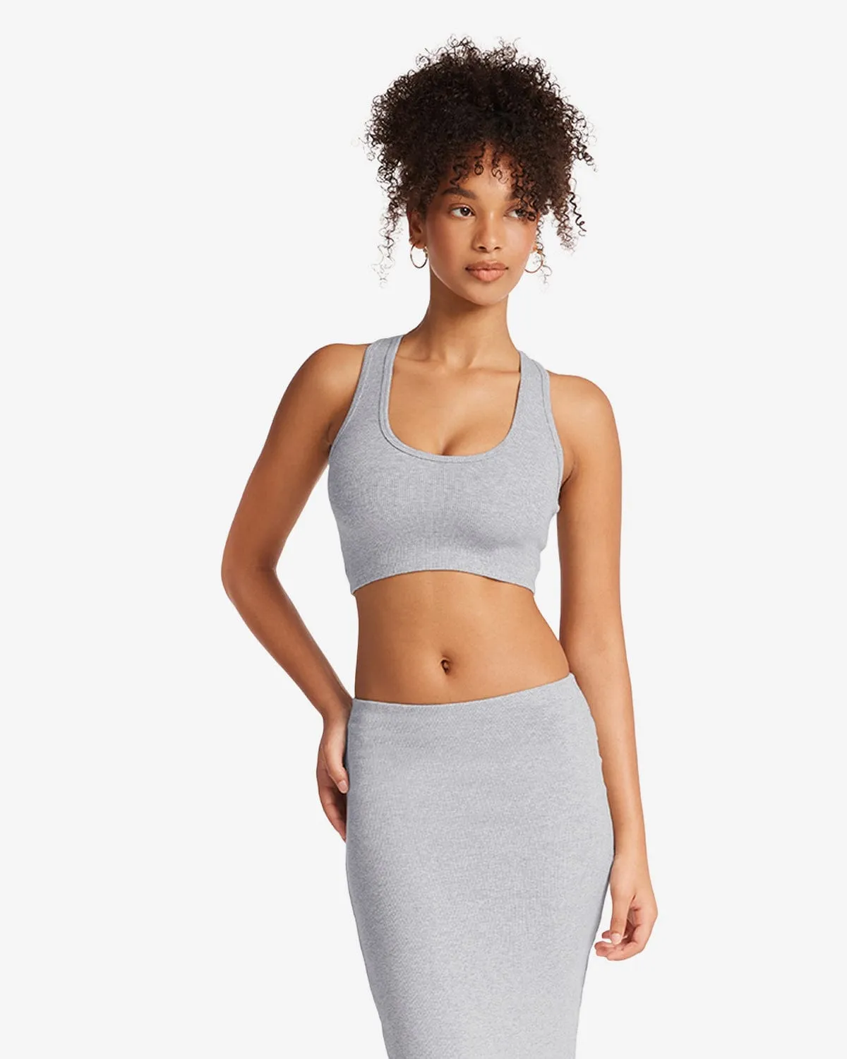 Rib Cropped Tank | Cloud Marl sold by Crop Shop Boutique