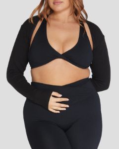 Ribbed Bolero | Black sold by Crop Shop Boutique