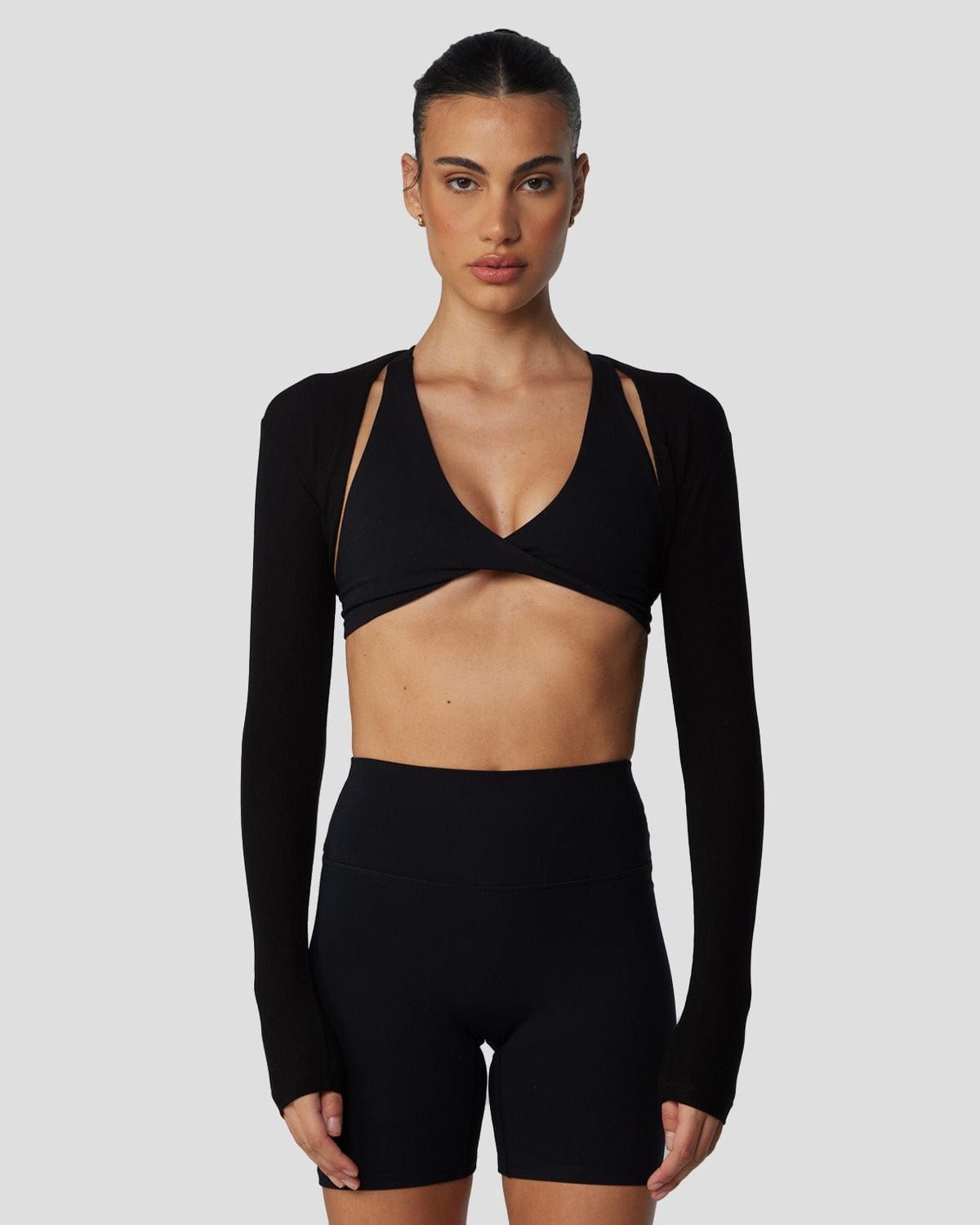 Ribbed Bolero | Black sold by Crop Shop Boutique