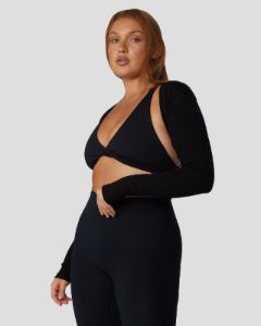 Ribbed Bolero | Black sold by Crop Shop Boutique