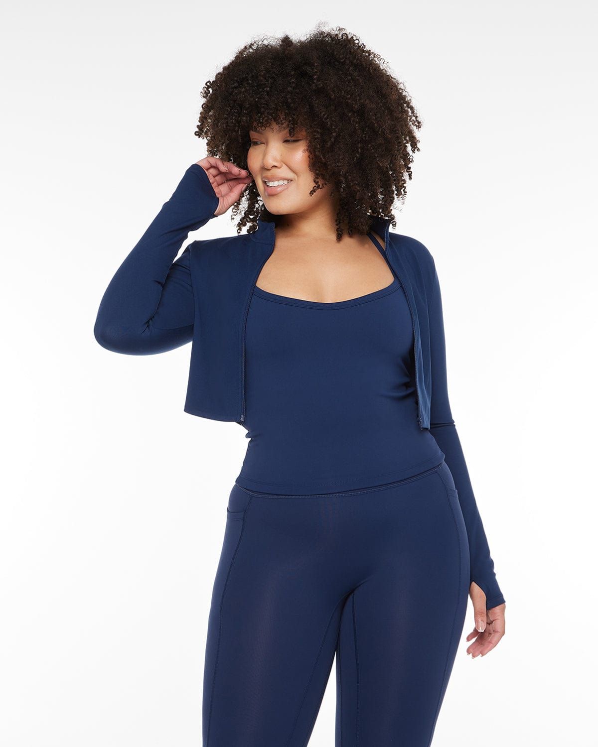 Serenity Sculpt Zip Jacket | Navy sold by Crop Shop Boutique product image thumbnail 5