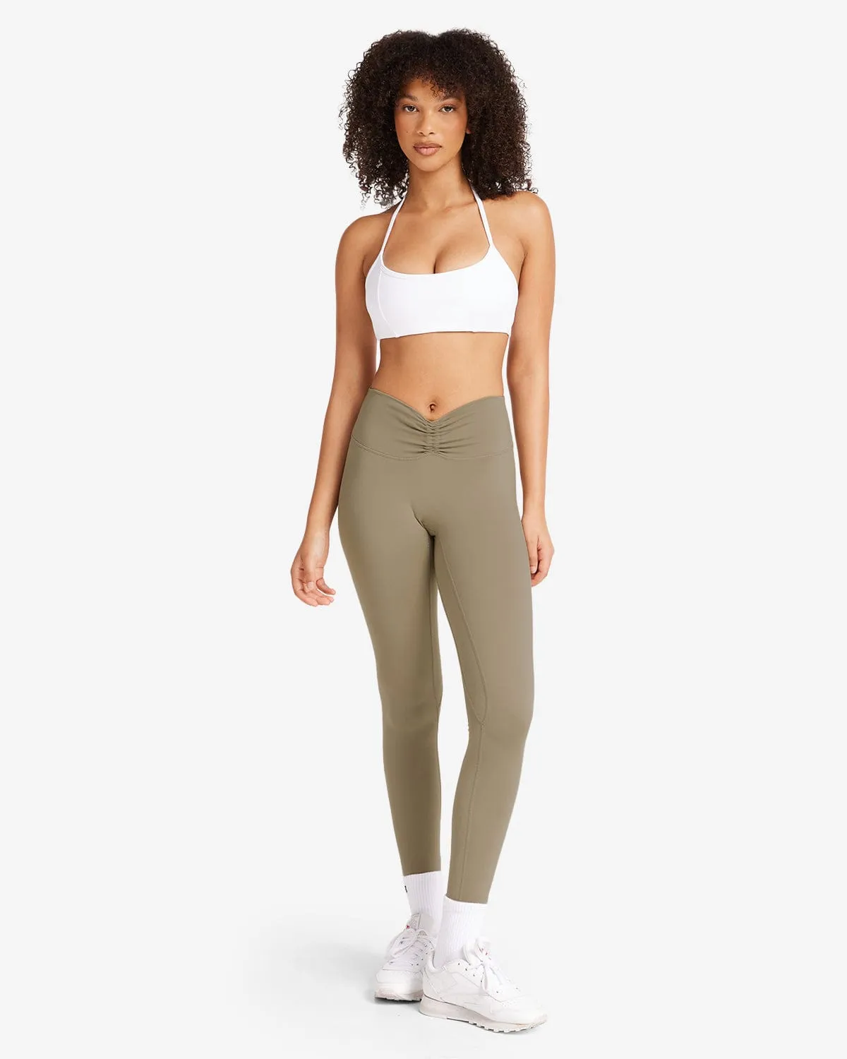IM Serenity Drawstring Scrunch Leggings | Vintage Khaki sold by Crop Shop Boutique