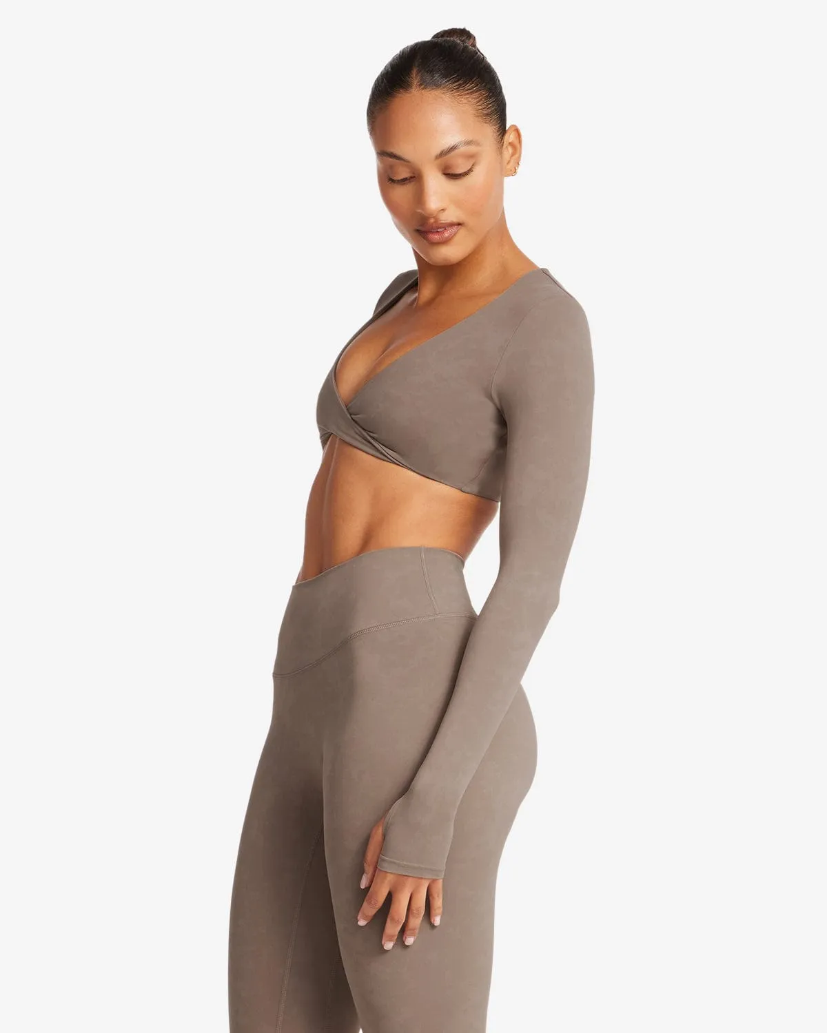 Fade Sierra Long Sleeve Crop | Mocha sold by Crop Shop Boutique product image thumbnail 2