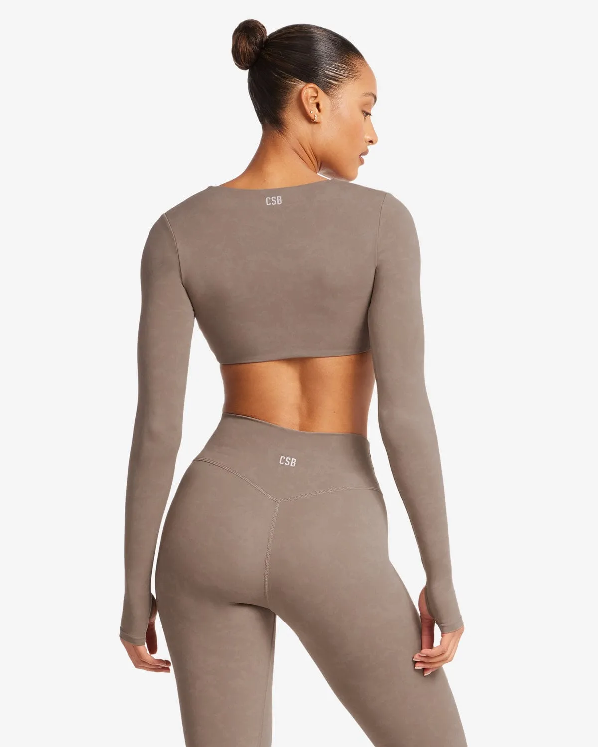 Fade Sierra Long Sleeve Crop | Mocha sold by Crop Shop Boutique product image thumbnail 3