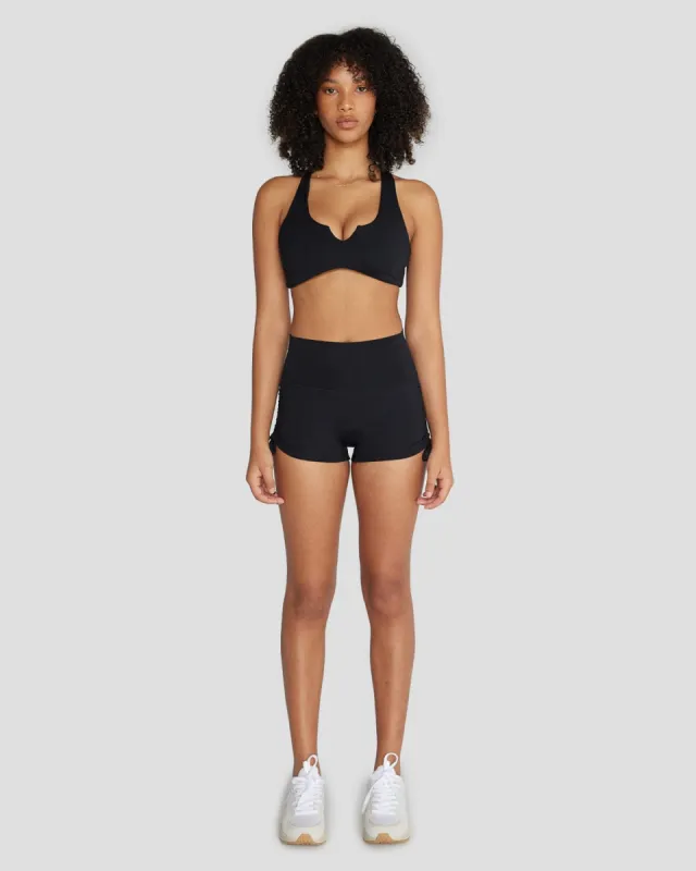 Serenity Scrunch Tie-up Shorts 2" | Black sold by Crop Shop Boutique
