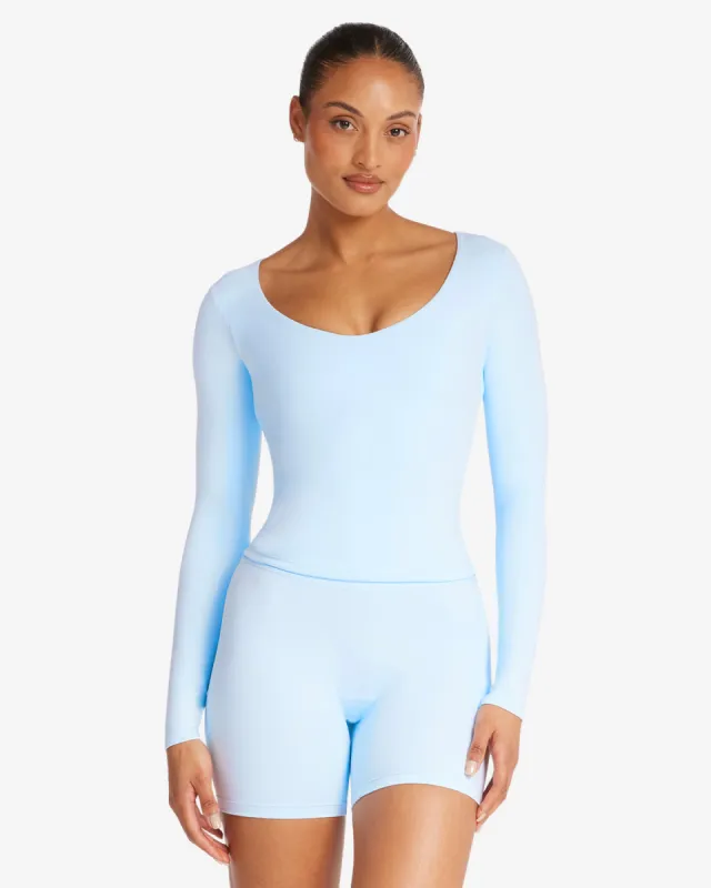Form Alina Long Sleeve Top | Powder Blue sold by Crop Shop Boutique
